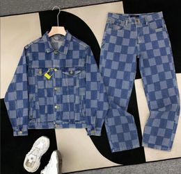 2024SS NOUVEAU SPRING HIP HOP DENIM Two Peice Set Suit Men Women Femmes Trend Streetwear Plaid Veste et Punk BF Style Jeans Couple Two Piece Set