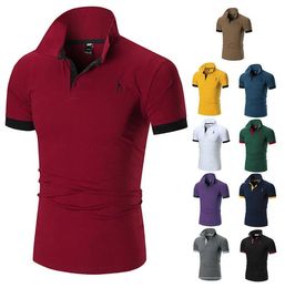 2024SS Polo Mens Vêtements Poloshirt Shirt Men Coton Mélange Broit manche décontractée Summer Summer Solid Vêtements Purple