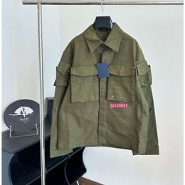 2024SS Spring and Automne Fashion Men's’s Designer Casual Loose Coat Veste Coton Multi Pocket Workwear Military Green Women's Couple Coat Jacket Casual S-xl