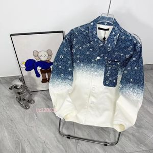2024SS Lente Designer Heren Casual Mode Polo Hals Denim Shirt Dames Gradiënt Bedrukt Vest Heren Overhemd Heren Overhemden Designer Luxe Overhemd M-XL