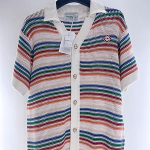 2024SS Sweaters de verano Sweaters para hombres Séter de rayas casuales Polo Mujeres Hombres