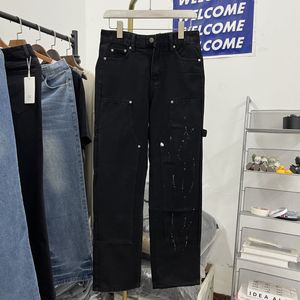 2024ss gewassen jeans mannen vrouwen zwarte casual denim broek echte foto's