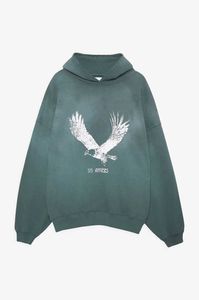 2024SS Femmes Designer Sweat à capuche lavé Green Spray Fried Eagle Imprime en toison usé Pullate de pull à capuche usé Sweatshirts