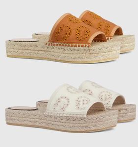 2024SS Women Interlocking-G Espadrille Sandalen Flats Platform Rubberen Bodem Slippers Outdoor Beach Glaasjes EU35-42