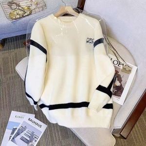 2024SS Women Kint Top Designer Sweater Mode Letter Borduurwerkafbeelding Grafische lange mouw Gebreide trui Losse vaste kleurpullover Knitwear