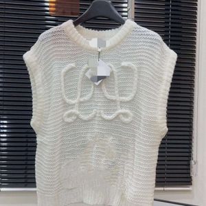 2024SS Women Kint Vest Designer tanktops Fashion Letter Borduurde mouwloze top Luxe Solid Color Gebreide Breathable Camisole