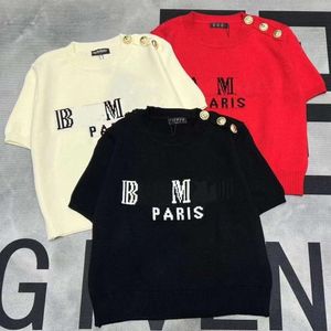 2024SS Dames T -shirt Designer T -shirt Fashion Letter Borduurwerkafbeelding Korte Korte mouwen Sweater Casual Round Round Round Round Tullover Korte gebreide tops