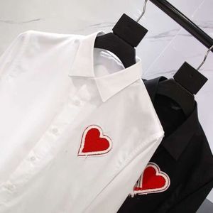 2024SS dames shirts ontwerper blouse mode brief liefde borduurwerk grafisch shirt slank revers met lange mouwen shirt