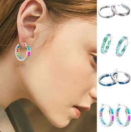 2024 Boucles d'oreilles en pierre naturelle ronde oeil de tigre rose quartz cristal opale couleur argent simple oreille bijoux pour femmes fille boucle d'oreille cadeau