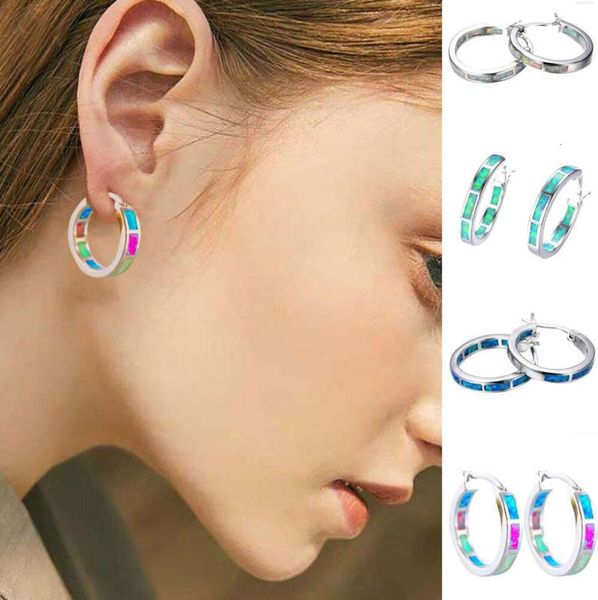 2024 Boucles d'oreilles en pierre naturelle ronde oeil de tigre rose quartz cristal opale couleur argent simple oreille bijoux pour femmes fille boucle d'oreille cadeau