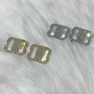 2024Stud Luxurys Marque Boucles d'oreilles Femmes Designer Or Argent Diamant Boucle d'oreille Bijoux Dames Mode Lettre B Hoop Dangle Boucles d'oreilles Anneaux 2302171BF