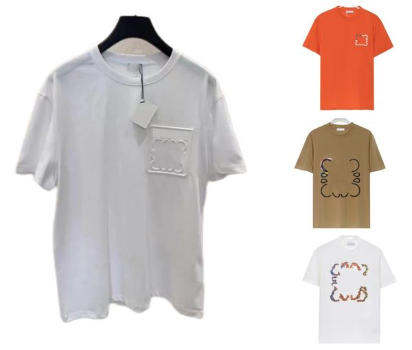 2024Summer Loewees Camiseta con relieve 3D Camiseta de algodón para hombres y mujeres Camisetas para hombres Diseñador Relieve tridimensional Top de manga corta con cuello redondo para hombres y mujeres Parejas 18