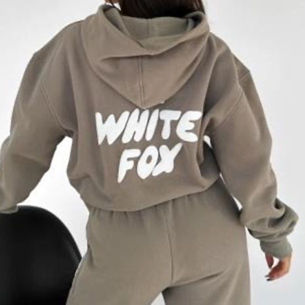 2024Top Sweatshirts WF-Women Womens Hoodies Lettre imprimé 2 pièces Ternites Fox Cowl Neck Sweat-shirt et pantalon Set Tracks Capover Pullor Sports Hooded Sports 79