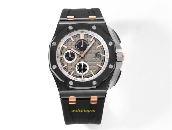 2024TUR Factory Mens Watch Color Céramique Coutre en céramique avec lunette Sapphire Verre Concave Lens 3126 Chronograph Movement Mouvement Strap en caoutchouc