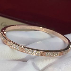 2024Womens Bracelet Gold koppel Bangle dubbele rij diamant luxe sieraden breedte 5 mm verborgen inlegproces Hoge fade resistente armbanden ontwerper voor vrouwen Bijoux Q7