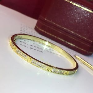 2024Womens Bracelet Gold koppel Bangle dubbele rij diamant luxe sieraden breedte 5 mm verborgen inlegproces Hoge fade resistente armbanden ontwerper voor vrouwen Bijoux Q11