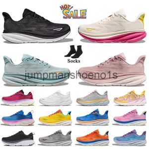 2024womens Hombres de calidad superior Clifton 9 Running Shoes Bondi 8 Negro Blanco Pink Helo azul Peach Whip Red Carbon 2 Bottoms Trainers Jogging Sports Sneakers