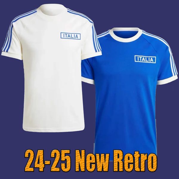 2024-2025 Italia Retro CHIESA Soccer Jerseys 2024 Italie RASPADORI VERRATTI BARELLA DONNARUMMA Chemise TOTTI LORENZO POLITANO ZANIOLO MIRETTI Uniforme de football