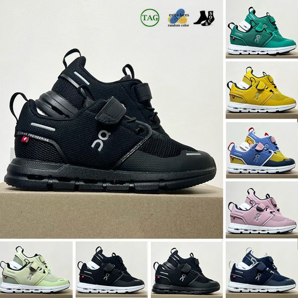 2025 Cloud Play Kids Running Shoes Designer on Classics Black Midnight Blue Blue Plántico Amarillo Verde Marshmallow Pink Mint Babys Green Babys al aire libre 22-35