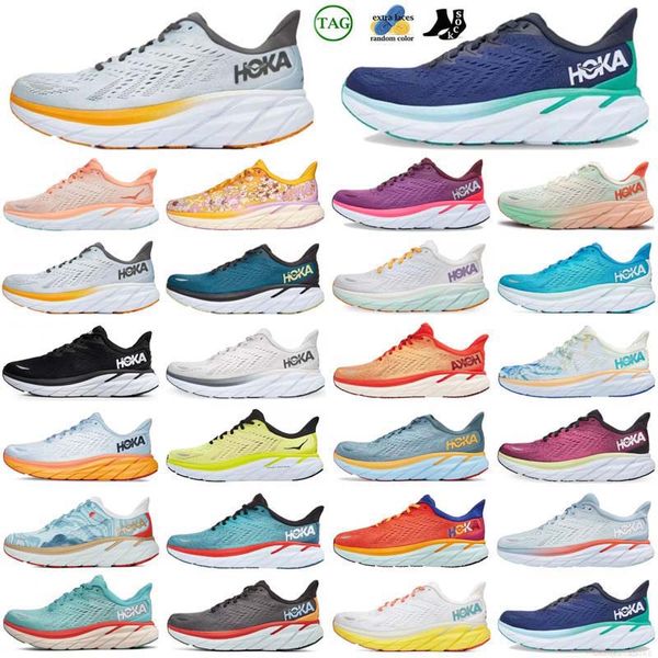 2025 Hokka Zapatos para correr Diseñador Hokkas Boondi 8 Cliftoon Carbon X2 Hombres Mujeres Entrenadores Verano Soong Negro Blanco Paisaje Pintura Zapatillas de deporte Correr al aire libre