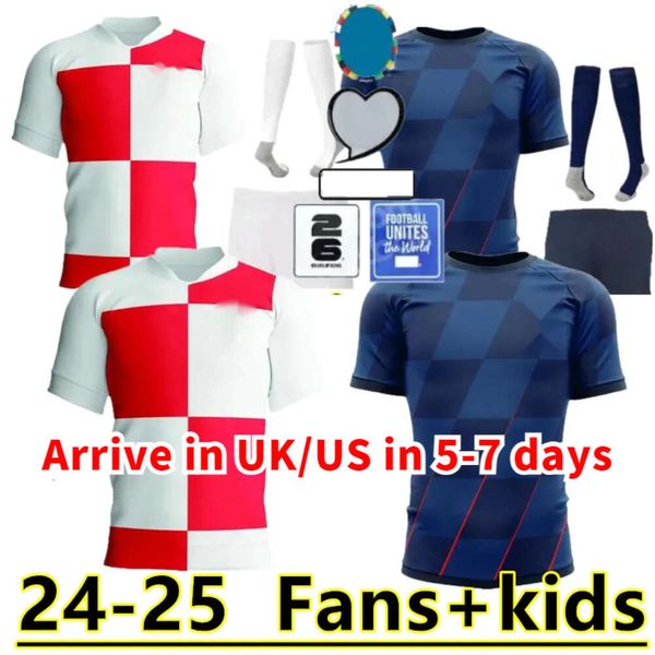 2025 New Croacia Modric Soccer Jerseys National Mandzukic Perisic Kalinic 2024 Euro Cup Football Shirt Kovacic Rakitic Kramaric Men Kids Kit Kit Uniforms