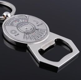 2025 QC Perpetual Calendar Keychain Sun Moon Compass Keychain Metal Compass Keychain Pendant Bottle ouvre