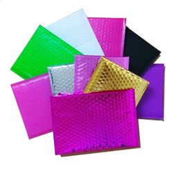 2025 différentes couleurs enveloppe rembourrée bulle métallique Mailer papier d'aluminium sac cadeau emballage emballage 40 pièces 240124