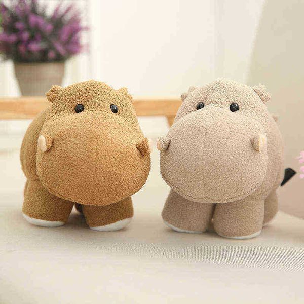 202535Cm Mini tête hippopotame éléphant câlin doux dessin animé animal hippopotame peluche poupée décoration mignonne bébé enfants cadeau J220729