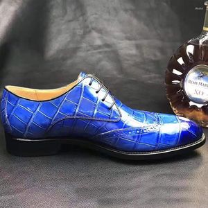 Chue – chaussures habillées pour hommes, chaussures de loisirs et d'affaires, Brogue sculptées en cuir de Crocodile véritable, bout de brosse, couleur formelle, 2025
