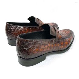 Hongsen – chaussures habillées pour hommes, couleur brosse, ventre de Crocodile, Business, faites à la main, 2025