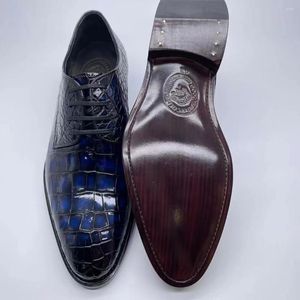 KEXIMA Chue – chaussures habillées en cuir de Crocodile pour hommes, semelle de couleur brossée, à lacets, 2025