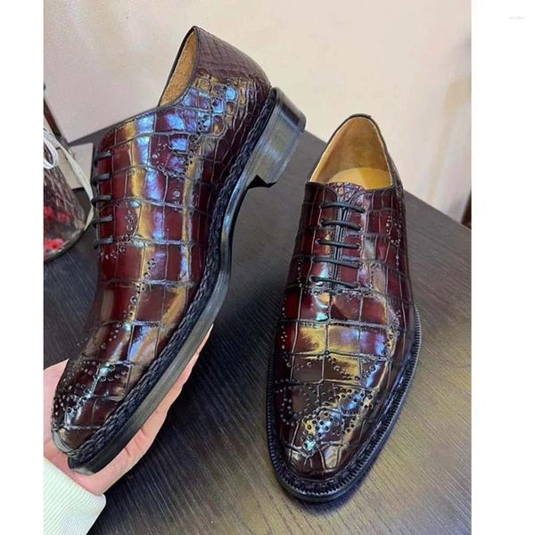 2025 Zapatos de vestir Leimanxiniu cocodrilo hombres Formal hecho a mano zapato de cuero Real para hombre