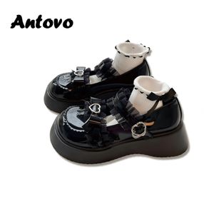 203 Latform Sandals Loafers Antovo Mary Jane Women Retro British Bow Tie Lolita Small Leather Shoes 230717 835