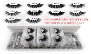 203040 Paren nertsen wimpers Hele handgemaakte 3D Mink Lases Mix 10 Lashes Styles Bulk Natural False Wimels Makeup Cilios CX3094883