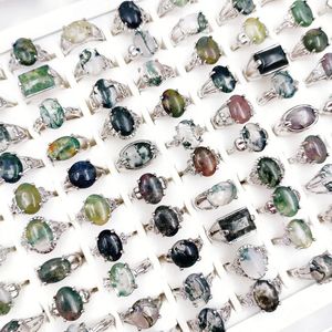 203050PcsLot Vintage anneaux en pierre naturelle pour homme et femme style mixte océan eau mousse agates bijoux géométriques faveurs de fête 240122