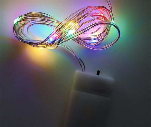 2032 botón batería cable de cobre cadena de luz regalo de Navidad decoración lámpara flor baterías luz plata blanco cálido DIY linterna