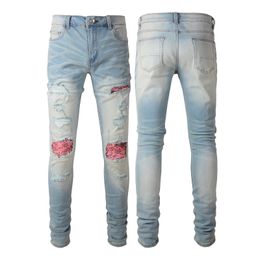 2034New Designer Men's Jeans's Hip-Hop Fashion Fashion Zipper Lettre lavable Jeans Retro Fashion Men's Design Motorcycle Cycling Slim Jeans Taille 28-40.