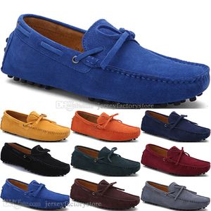 2048 NOUVEAU Mode Hommes Casual Chaussures Cuir Style Britannique Spring Couple Véritable Peas Scrub Hommes Driving Homme paresseux Couvre-chaussures Extérieur confortable respirant noir jaune