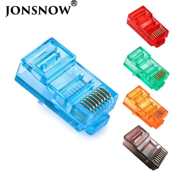 2050100PCS RJ45 Corèges Ethernet Module Plug Retwork Connecteur RJ-45 Crystal Heads Cat5 Color Cat5e Gold Plated Cable 240430