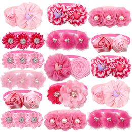 Nœud papillon en forme de fleur pour chien, 2050 pièces, accessoires de saint-valentin, nœud papillon rose pour fille, fournitures d'amour pour petits chiens, 240314