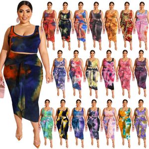 20778 femmes été nouveau tie dye impression fesses serrées mode costume décontracté grand costume deux pièces