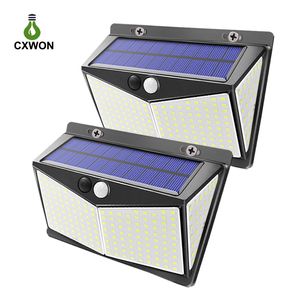 208LEDs Solar LED Iluminación exterior Tres modos de trabajo Sensor de movimiento inalámbrico Luz LED Lámparas de pared de jardín