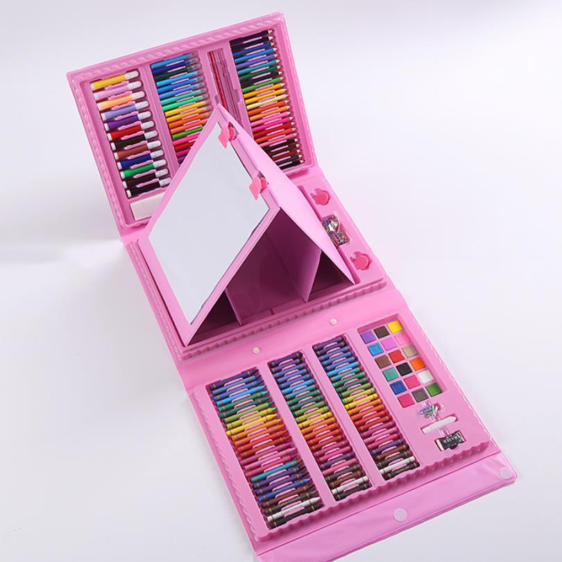 208 PZ Pittura Penne set di pennelli regalo per bambini arte pittura colore acquerello penna pastello con cancelleria tavolo da disegno Cancelleria-apprendimento all'ingrosso