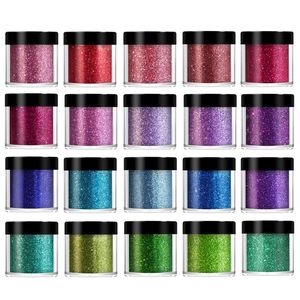 20 boîtes de poudre de paillettes brillantes pour ongles, poussière de pigments scintillante irisée pour décorations artistiques DIY, accessoires de manucure, fournitures 240219