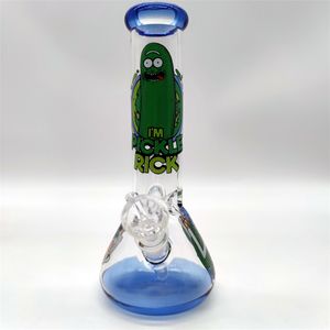 20CM 8 pouces Heady Bong Verre Bong Blue Tip And Bottom Pickle Wasp Hookah Water Pipe 14mm Down tige et bol 2 en 1 prêt à l'emploi