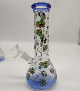 20 CM 8 pulgadas Premium Blue Tip and bottom Anime Theme Frog Hookah Water Pipe Bong Glass Bongs con 14 mm Downstem y Bowl 2 en 1 Listo para usar