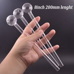 20cm 8 pouces pipe à fumer de haute qualité en verre épais brûleur à mazout tube de paille d'essai pour bang d'eau