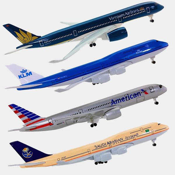 20CM avions Boeing B747 B787 Airbus A350 A320 compagnies aériennes modèles d'avion jouets avec train d'atterrissage enfants cadeaux Collection 240118