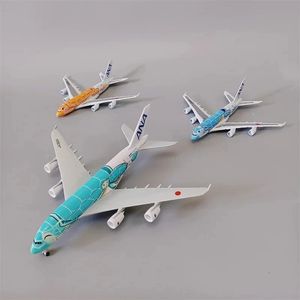 20 cm ALLIAG METAL Japan Air Ana Airbus A380 Carton Sea Turtle Airlines Model Airplane Airways Plane Painting Aircraft Toys 240514