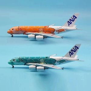 20 cm Alloy Metal Japan Air Ana Airbus A380 Carton Sea Turtle Airlines Model Airplane Airways Plane Model Paint Aircraft Toys 240417